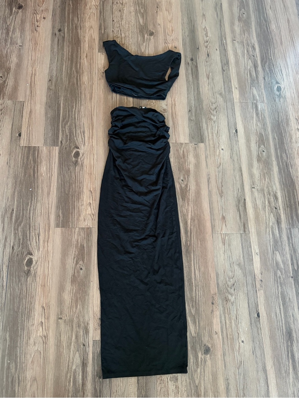 Fashion Nova Black Ruched Two-Piec set sold together